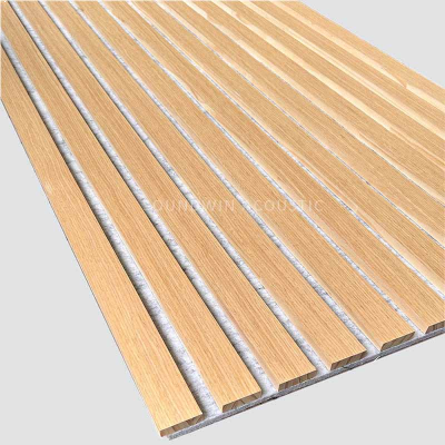 Natural Wood Veneer Oak Acoustic Slat Solid Wood Wall Panels With Light Grey Felt