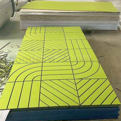  Duplex Pattern Carved Polyester Fiber Sound Absorbing Panel Decor Acoustic Wall Cladding for Hotel Lobby