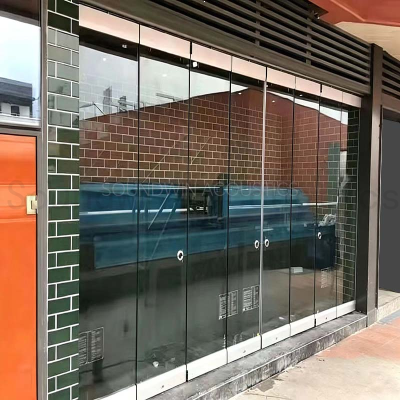 Custom Frameless Movable Glass Partition Wall 10‑12mm Tempered Frosted Glass for Commercial Office Space